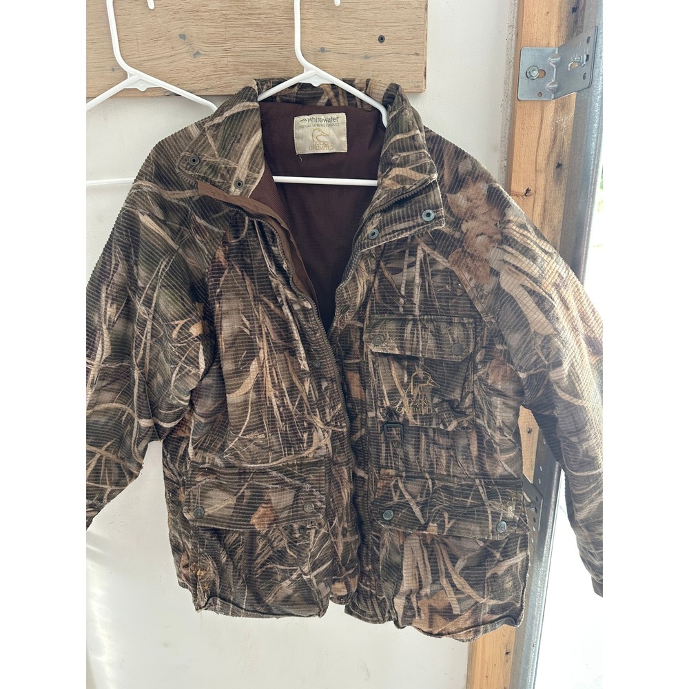 Whitewater Ducks Unlimited Mens Camo Insulated Corduroy Hunting Jacket Marshland